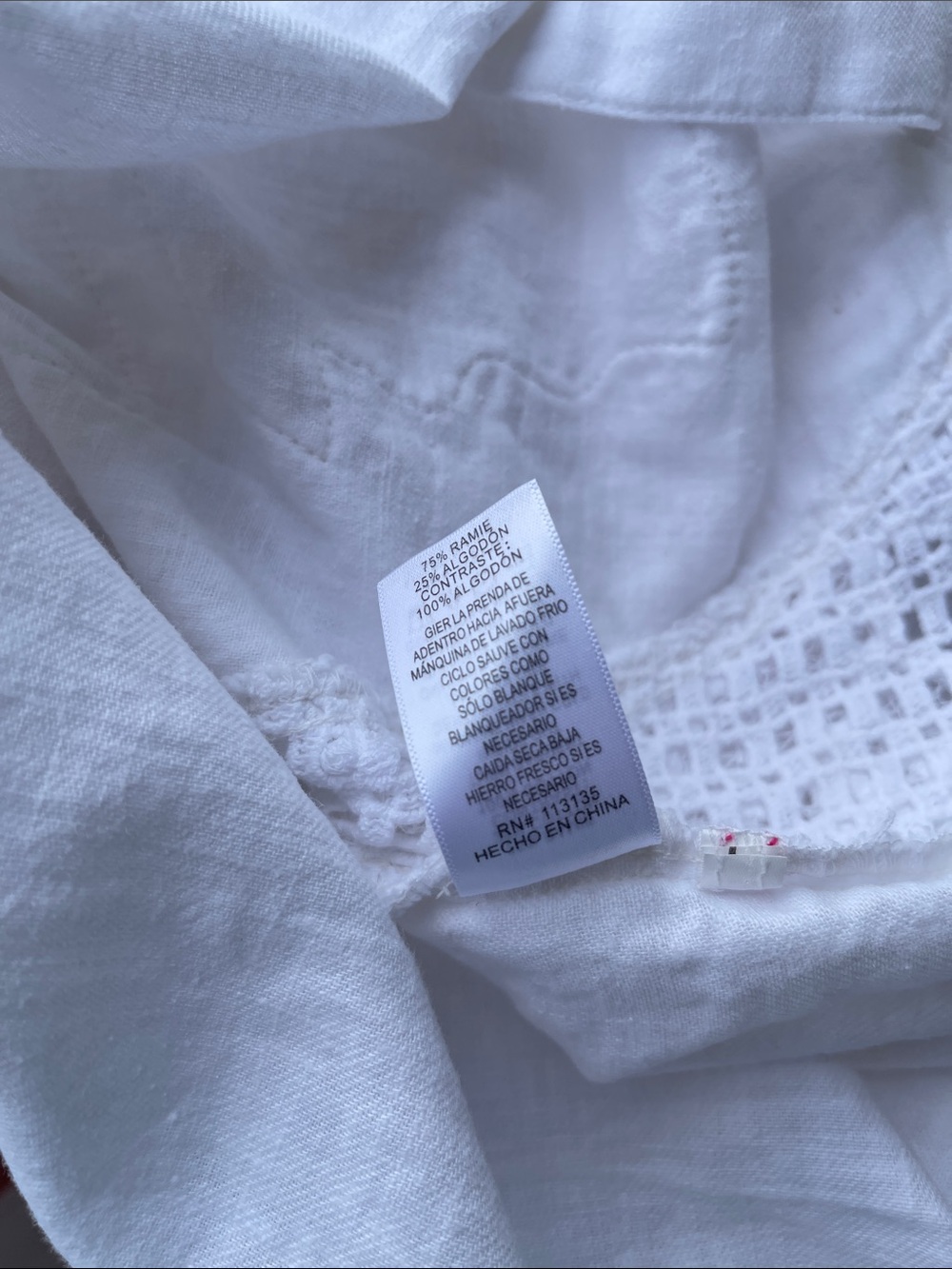 Leo & Nicole White Ramie Cotton Embroidered Button-Up Blouse Size: L NWT - Picture 10 of 13